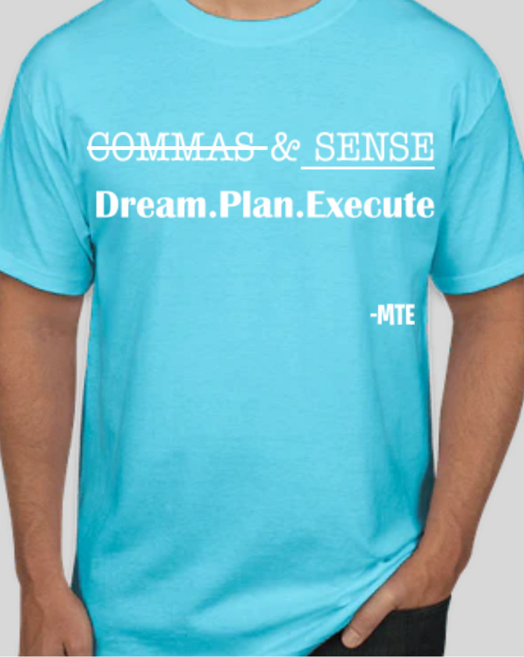 CAROLINA BLUE D.P.E COMMAS & SENSE T-SHIRT