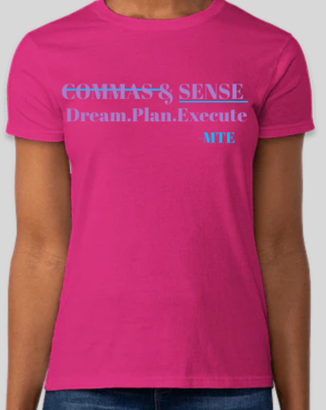 PINK WOMAN'S D.P.E COMMAS &SENSE T-SHIRT